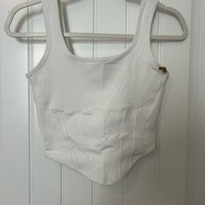 Victoria's Secret White Ribbed Crop Top